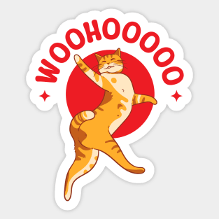 Illustration of a cute orange cat dancing Sticker